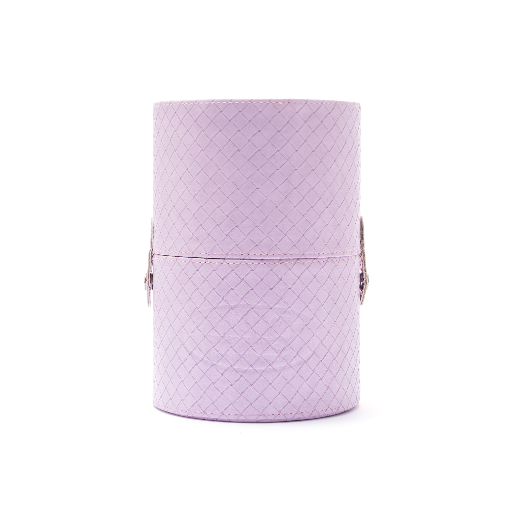 Lilac Woven-Textured Makeup Brush Holder & Cylindrical Travel Case